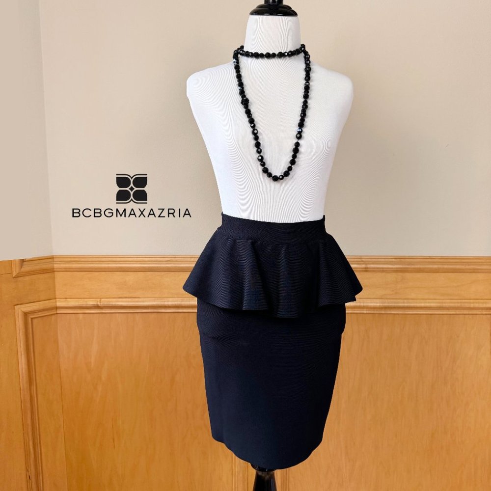 NWT BCBGMaxAzria Malisa Skirt, Bodycon, Bandage, Peplum, Black Size M